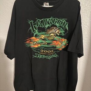 VTG Laughlin Nevada 2005 Green Flames Skeleton Motorcycle T Shirt Size XXL